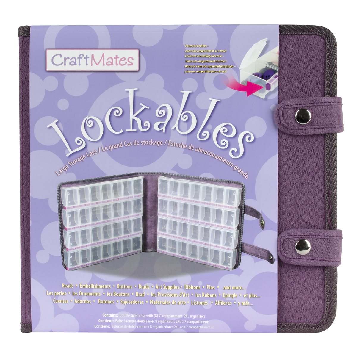Craft Mates Lockables Purple Organizer Case W/ BEADS!! SO MANY BEADS! 20  colors