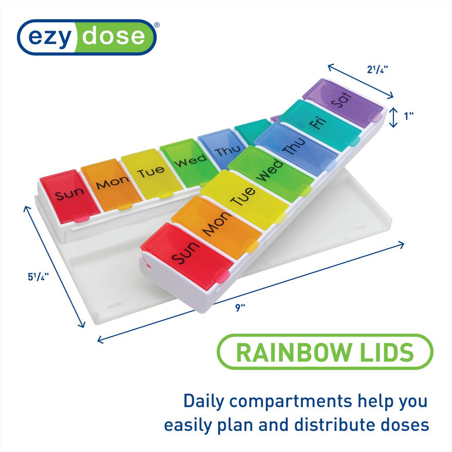 Ezy Dose® Ezy Fill Weekly 14-Day Pill Planner, Rainbow