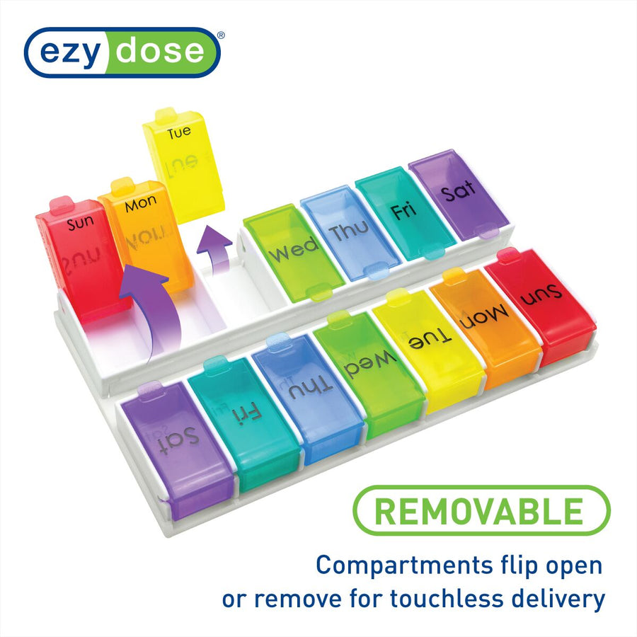 Ezy Dose® Ezy Fill Weekly 14-Day Pill Planner, Rainbow