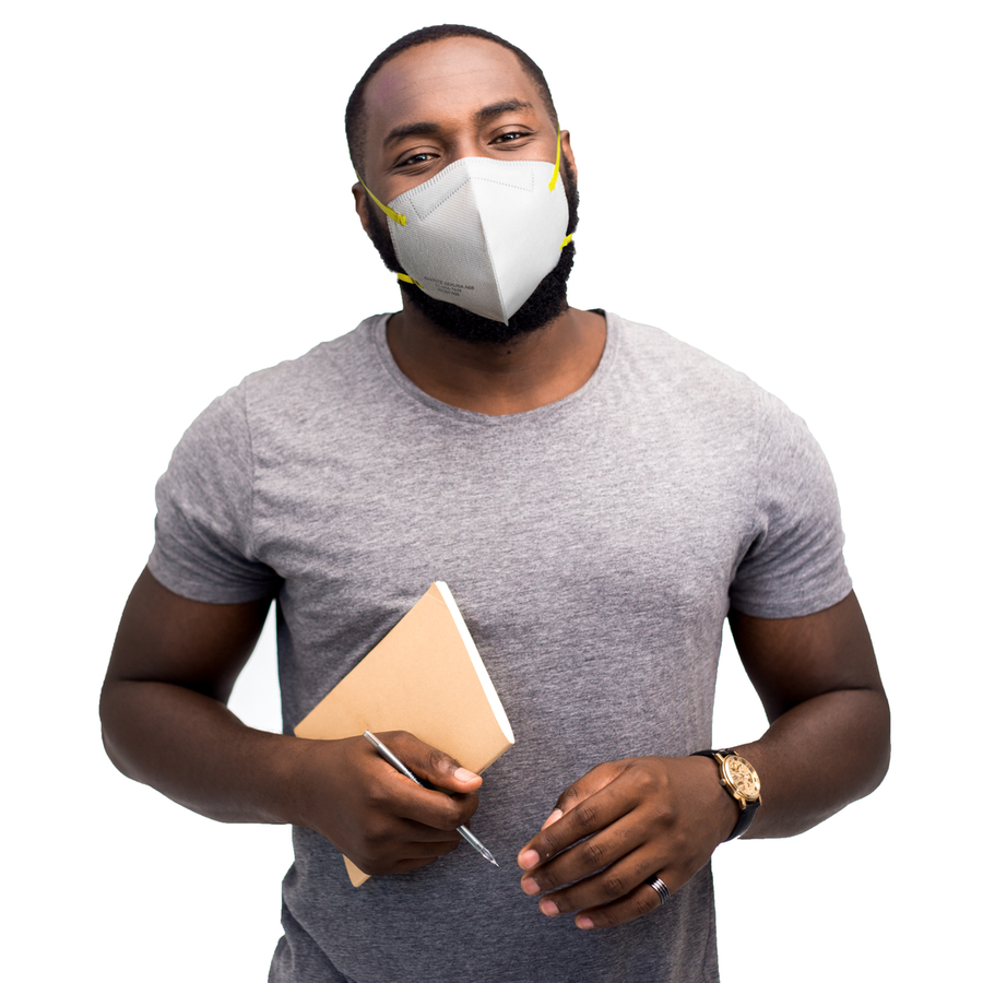 Man wearing N95 Respirator Mask