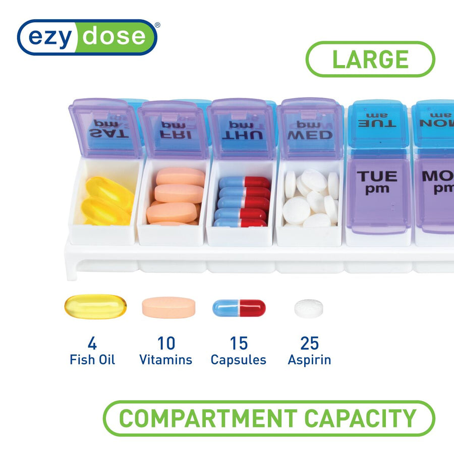 Ezy Dose® Weekly AM/PM Travel Pill Planner (Large)