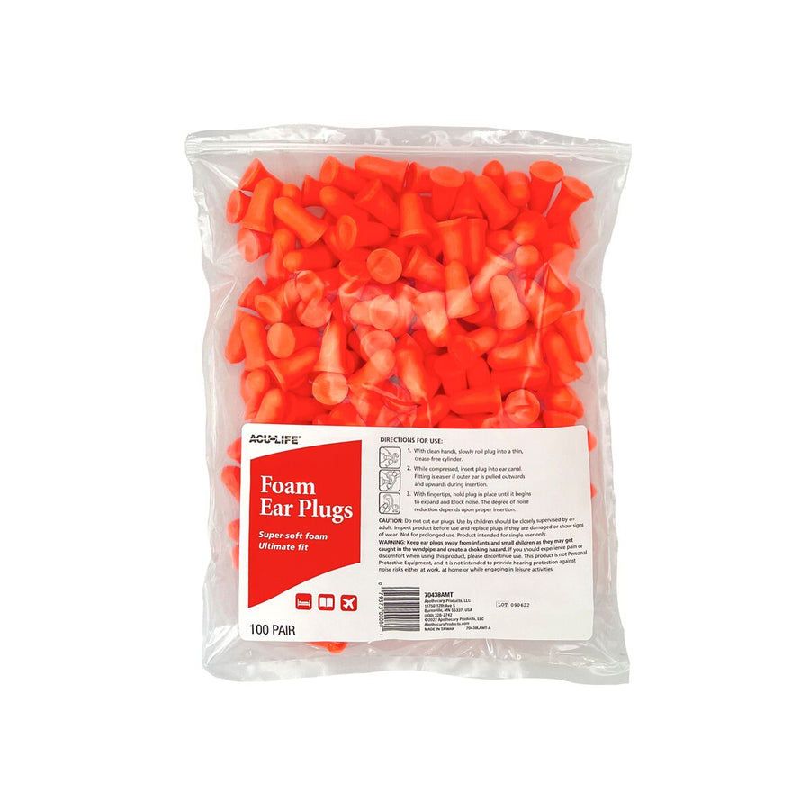 Acu-Life® Red Foam Bell-Shaped Ear Plugs (100 Pair)