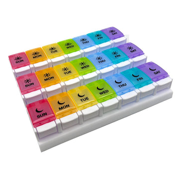 Ezy Dose® Push Button Weekly 3x/Day Pill Planner, Rainbow