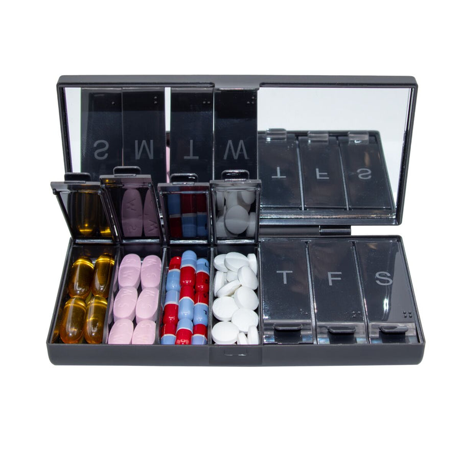 Equadose® Mirrored Travel Pill Case