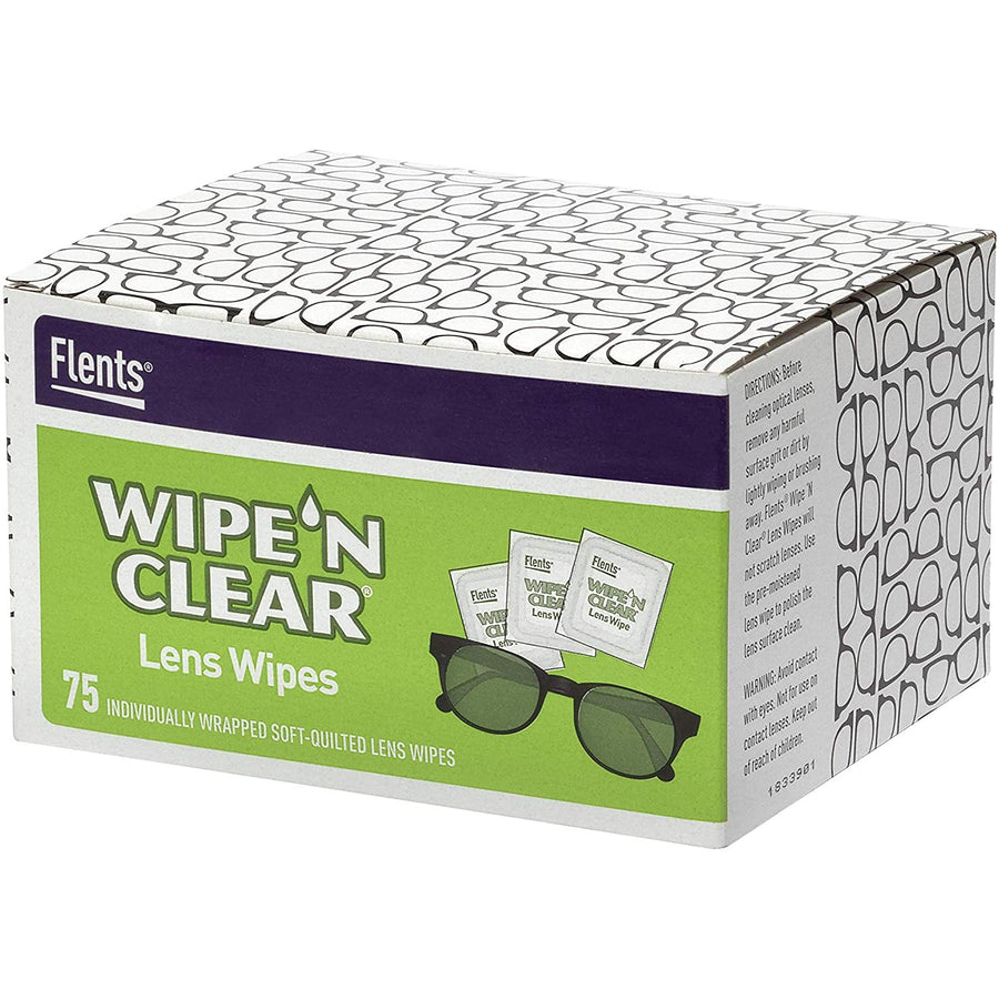 Flents Wipe 'n Clear Lens Cleaning Wipes 300 Count 4 Portable Boxes of 75