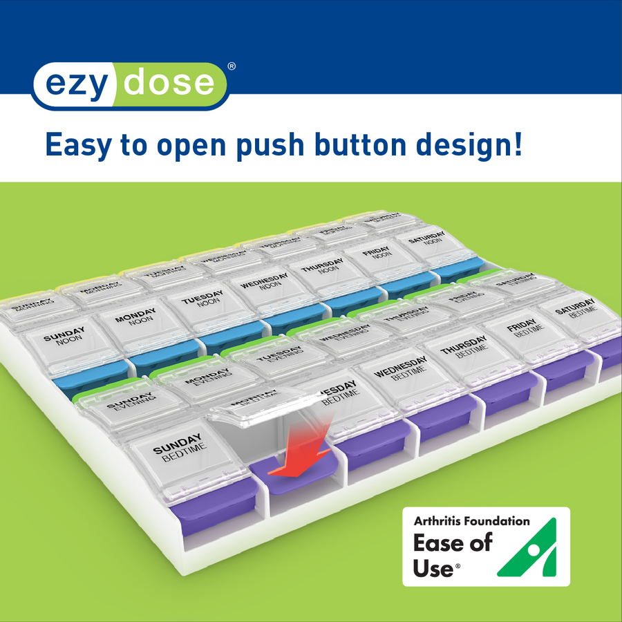 Ezy Dose® Push Button Weekly 4x/Day Pill Planner (3XL)