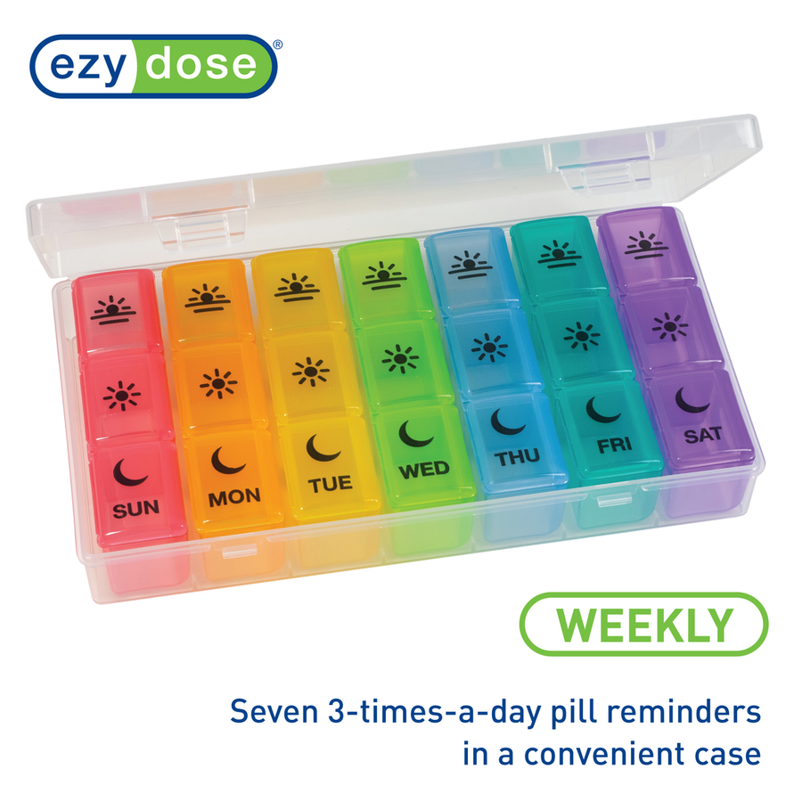 Weekly Pill Organizer - Pill Planners for Pills and Vitamins Day Week, 4  Times-a-Day Medication Reminder, AM PM Compartments Monday to Sunday for