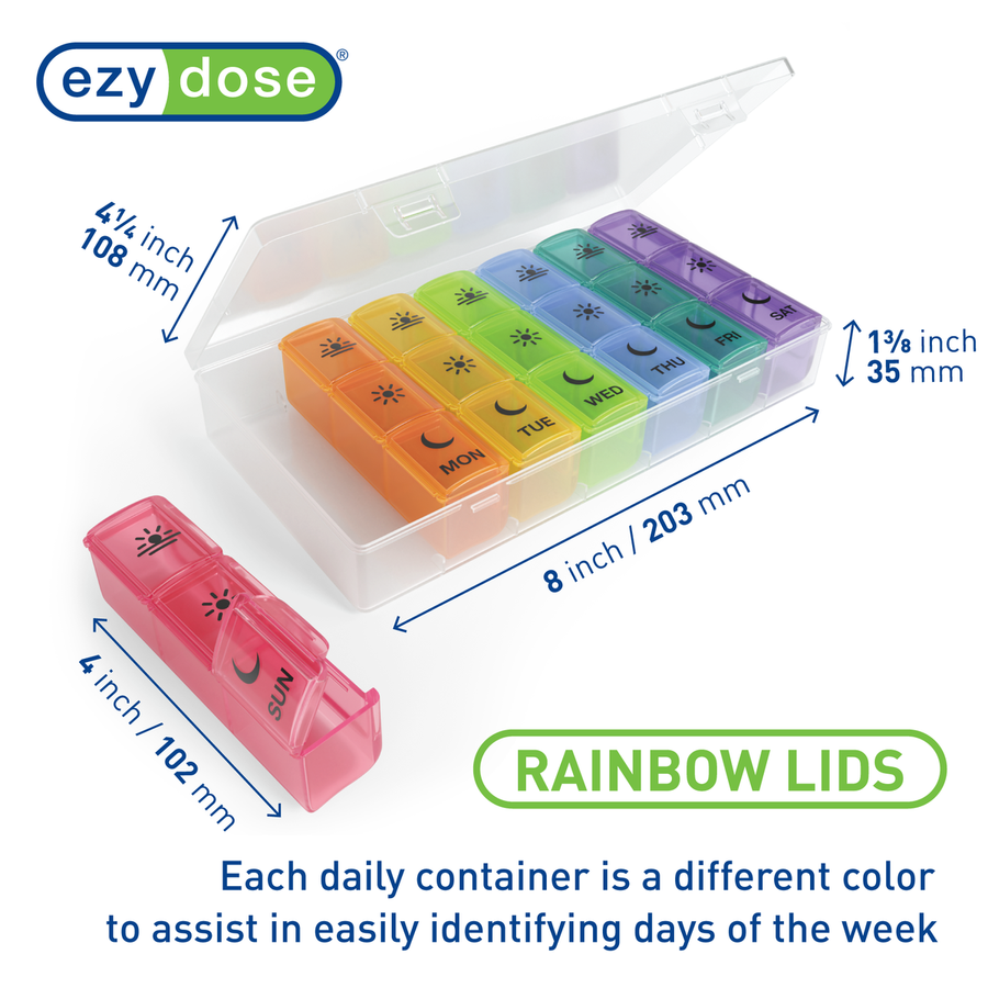 Ezy Dose® Weekly 3x/Day Pill Planner, Rainbow