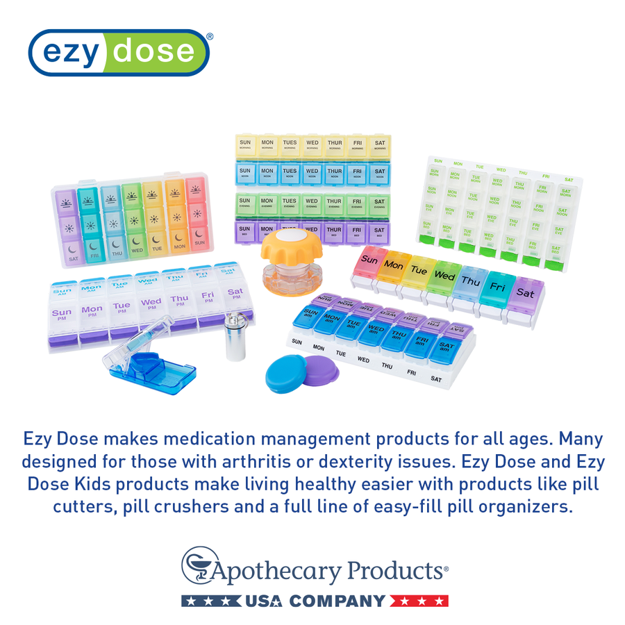 Ezy Dose Weekly (7-Day) Pill Organizer, 4 Times a Day, Large Compartments (Large)