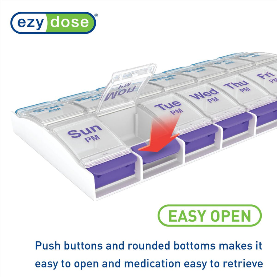 Ezy Dose® Push Button Weekly AM/PM Pill Planner (XL) – Flents