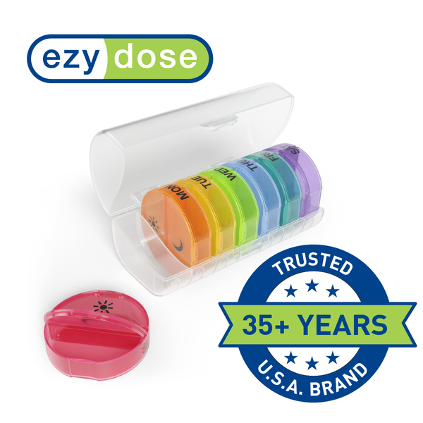 Ezy Dose Weekly 2x/Day Circular Pill Planner, Rainbow trusted