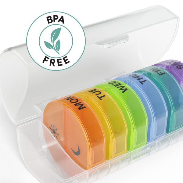 Ezy Dose Weekly 2x/Day Circular Pill Planner, Rainbow BPA free